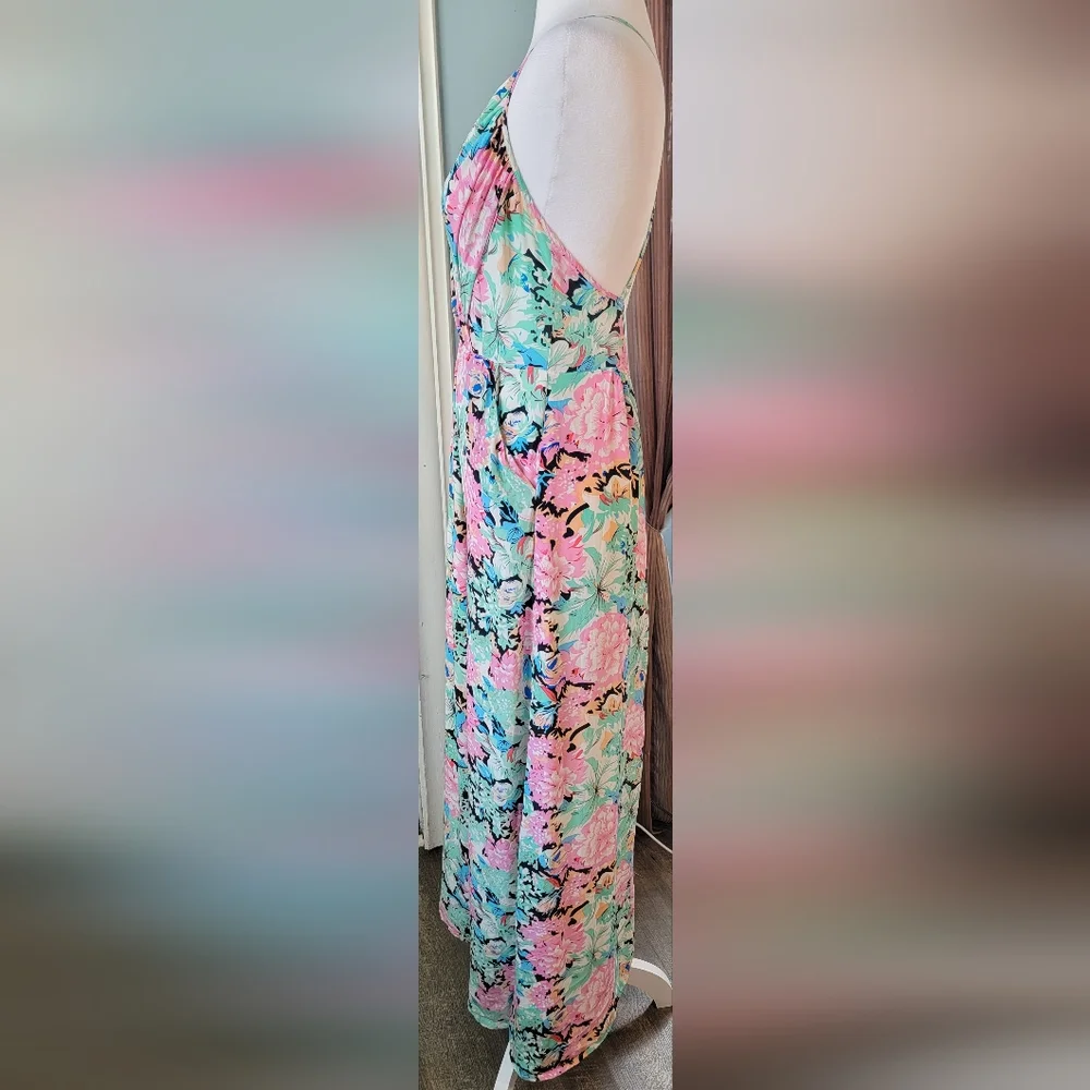 Yumi Kim X Revolove Pastel Paridise Maxi Dress Womens S Pink & Mint 100% Silk - Picture 2 of 14